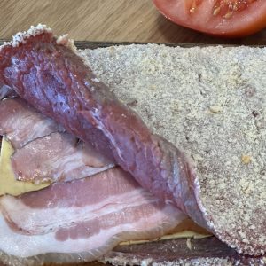 CACHOPIN DE BACON AHUMADO Y QUESO CHEDDAR